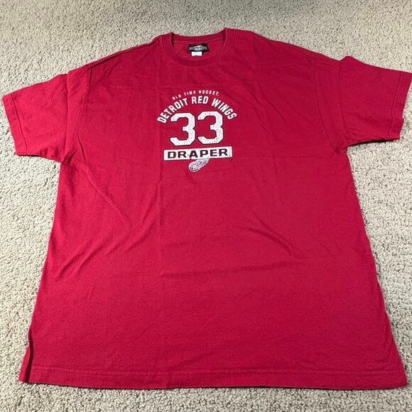 Old Time Sports Kris Draper No. 33 Detroit Red Wings Hockey Mens 2XL Red NHL Tee - Picture 1 of 6